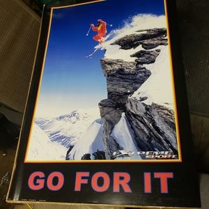 Very large loose extreme skiing art print
